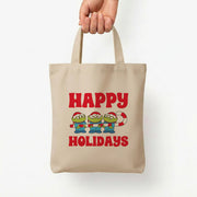 Happy Holidays Cute Green Aliens Tote Bag 5