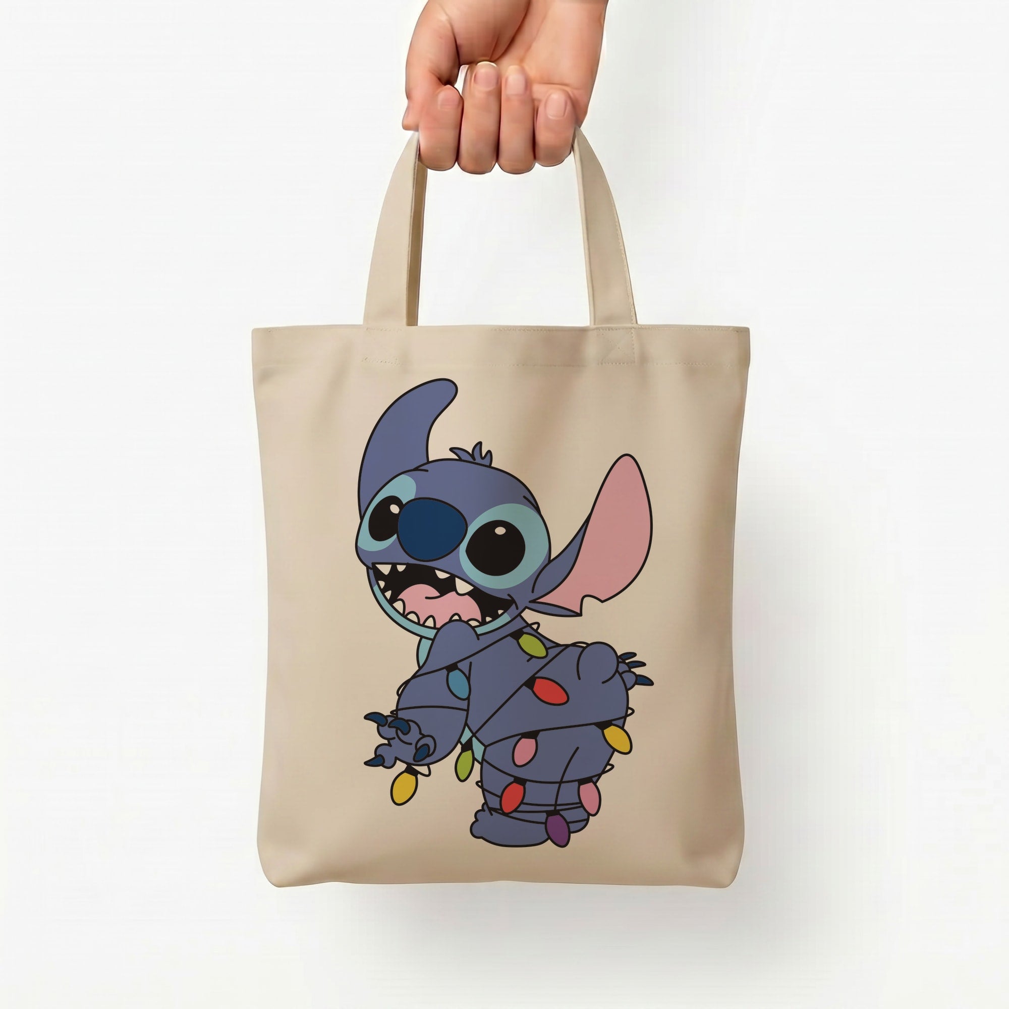 Cute Blue Alien Fairylights Tote Bag — Natural / Small