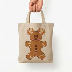 Cartoon Mouse Gingerbread Tote Bag — Natural / Small