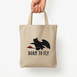Dragon Born To Fly Tote Bag — Natural / Small