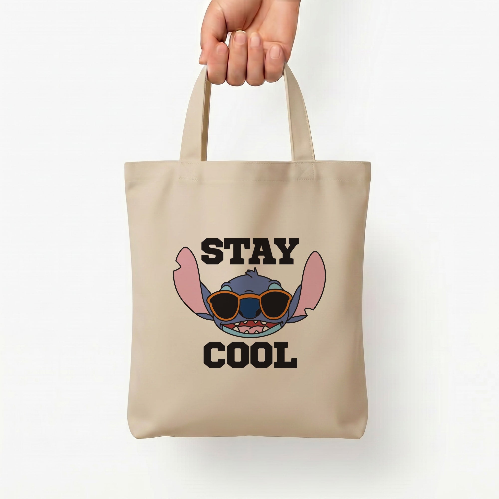 Stay Cool Blue Alien Tote Bag — Natural / Small