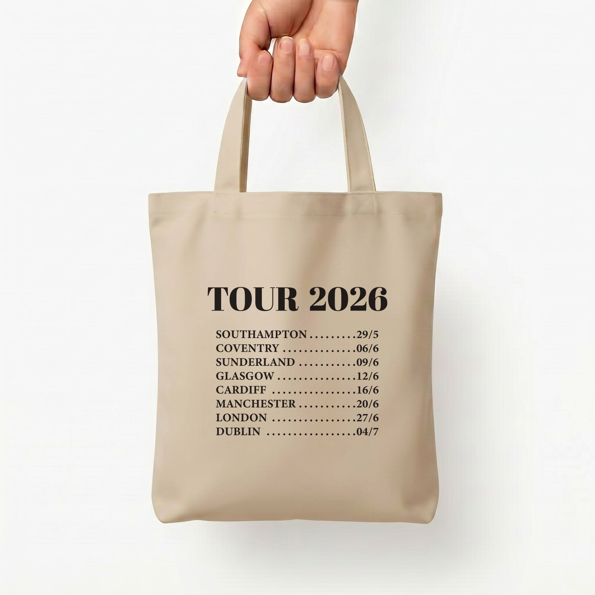 Band Tour 2026 Tote Bag — Natural / Small