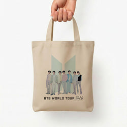 K-Pop Band Tour Pastel Blue Tote Bag — Natural / Small