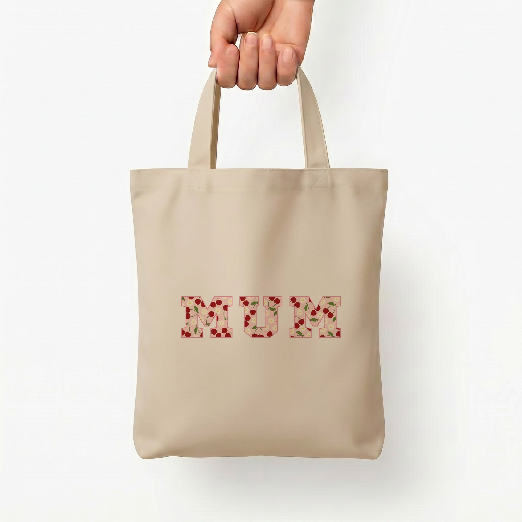 Floral Varsity Mum Tote Bag — Natural / Small