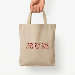 Floral Varsity Mum Tote Bag — Natural / Small