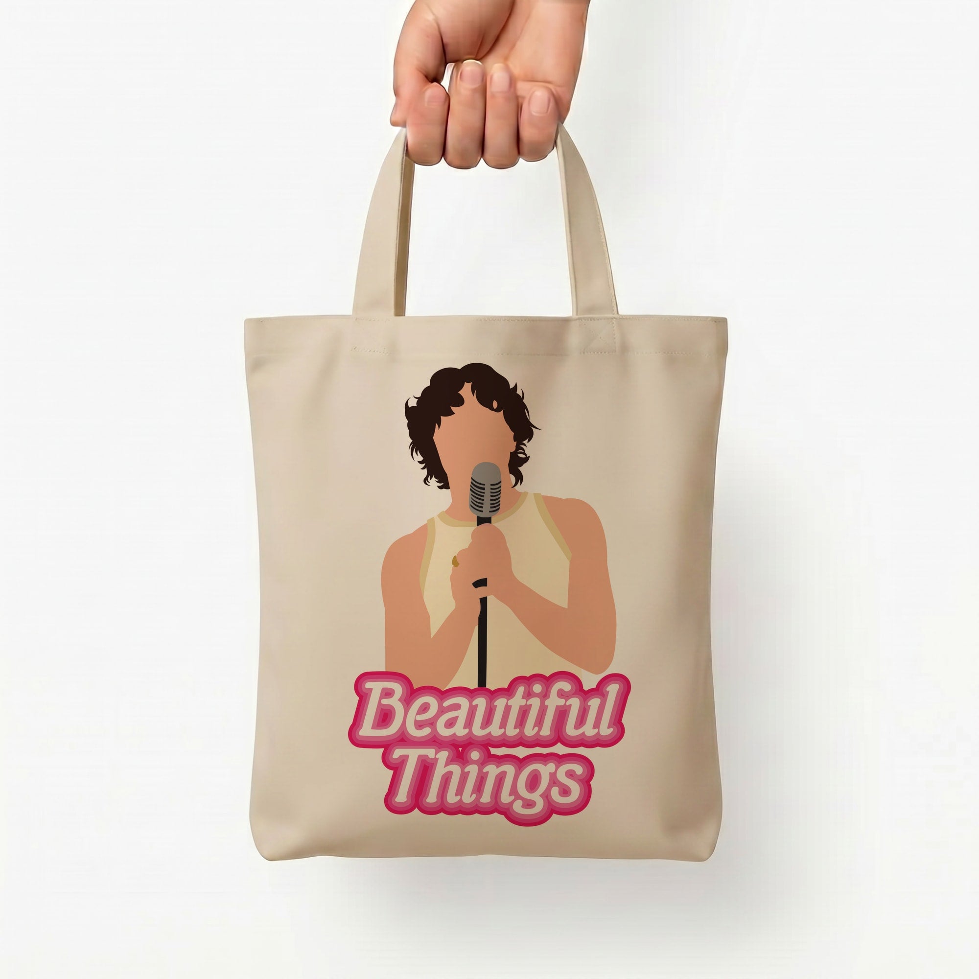 Neon Pink Beautiful Things Tote Bag — Natural / Small