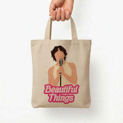 Neon Pink Beautiful Things Tote Bag — Natural / Small
