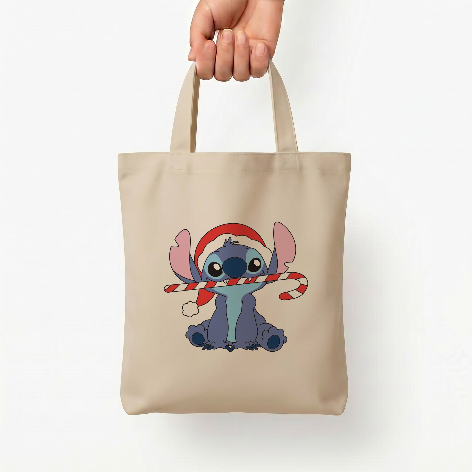 Cute Blue Alien Candycane Tote Bag — Natural / Small