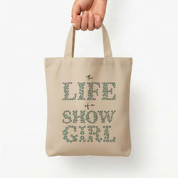 TLOAS Bedazzled Writing Tote Bag — Natural / Small