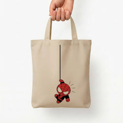 Gray Hanging Spider Hero Tote Bag — Natural / Small