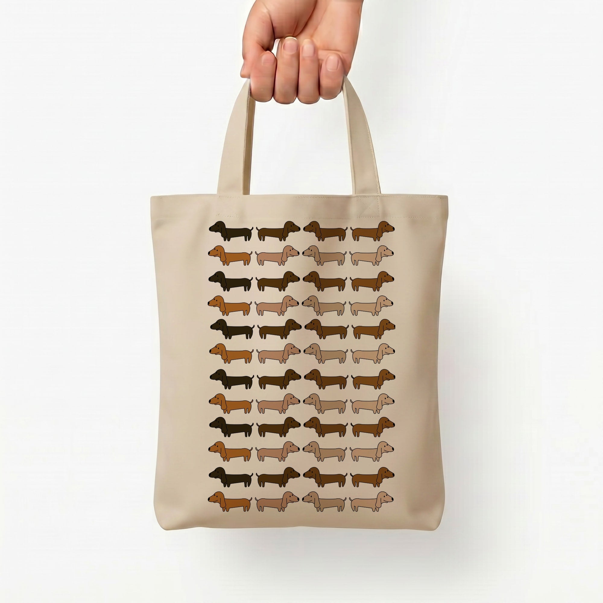 Collage - Dachshunds Tote Bag — Natural / Small