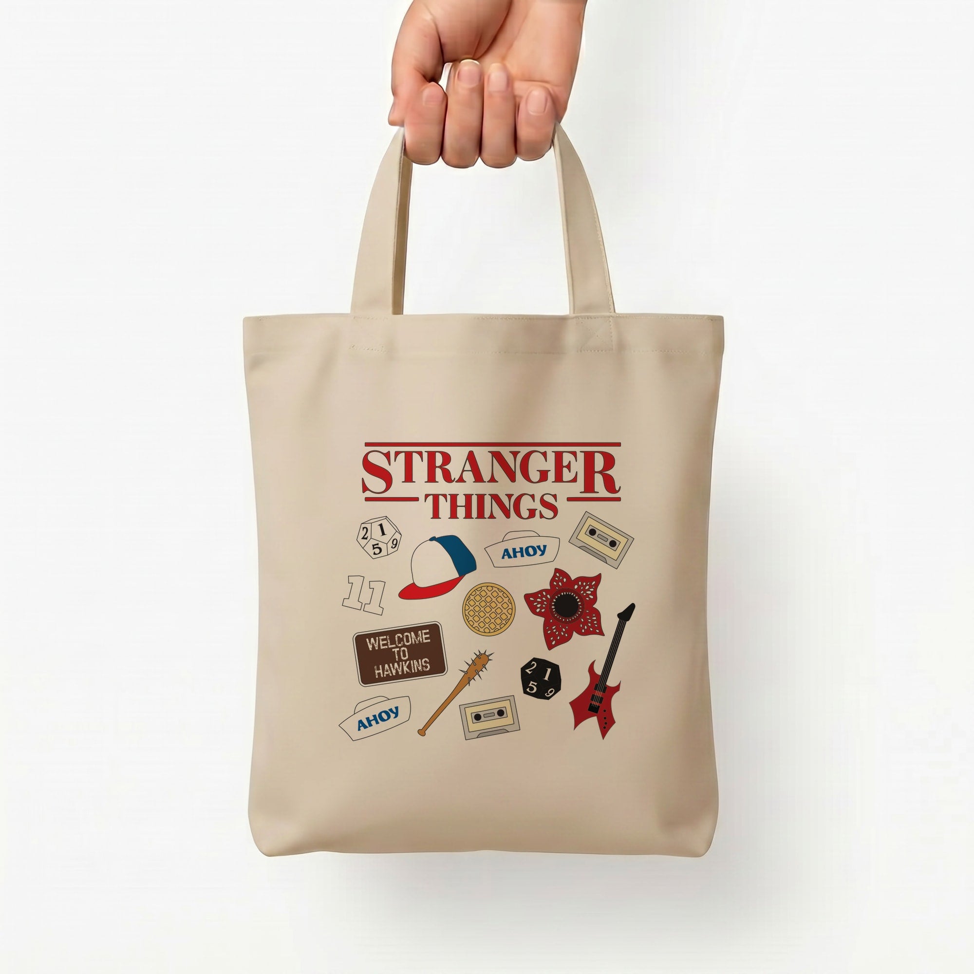 Stranger Things Cartoon Icons Tote Bag — Natural / Small
