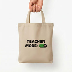Teacher Mode On Tote Bag — Natural / Small
