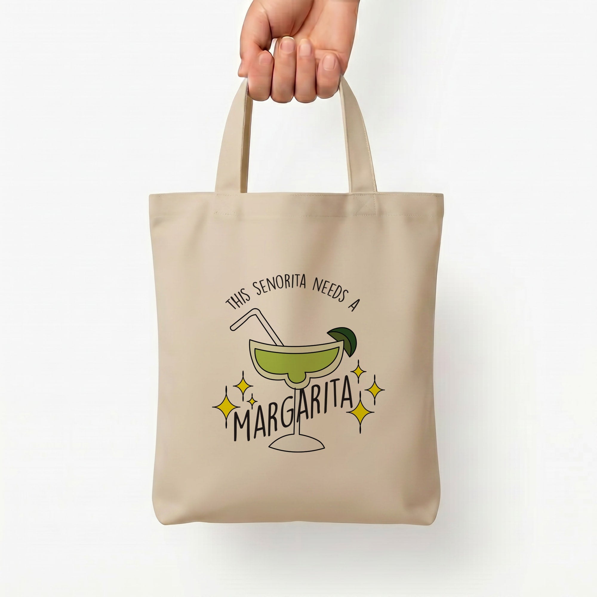 This Senorita Needs A Margarita - Funny Quotes Tote Bag — Natural / Small