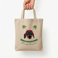 Dachshund Through The Snow Tote Bag — Natural / Small