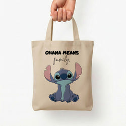 Ohana Means Family Pink Tote Bag — Natural / Small