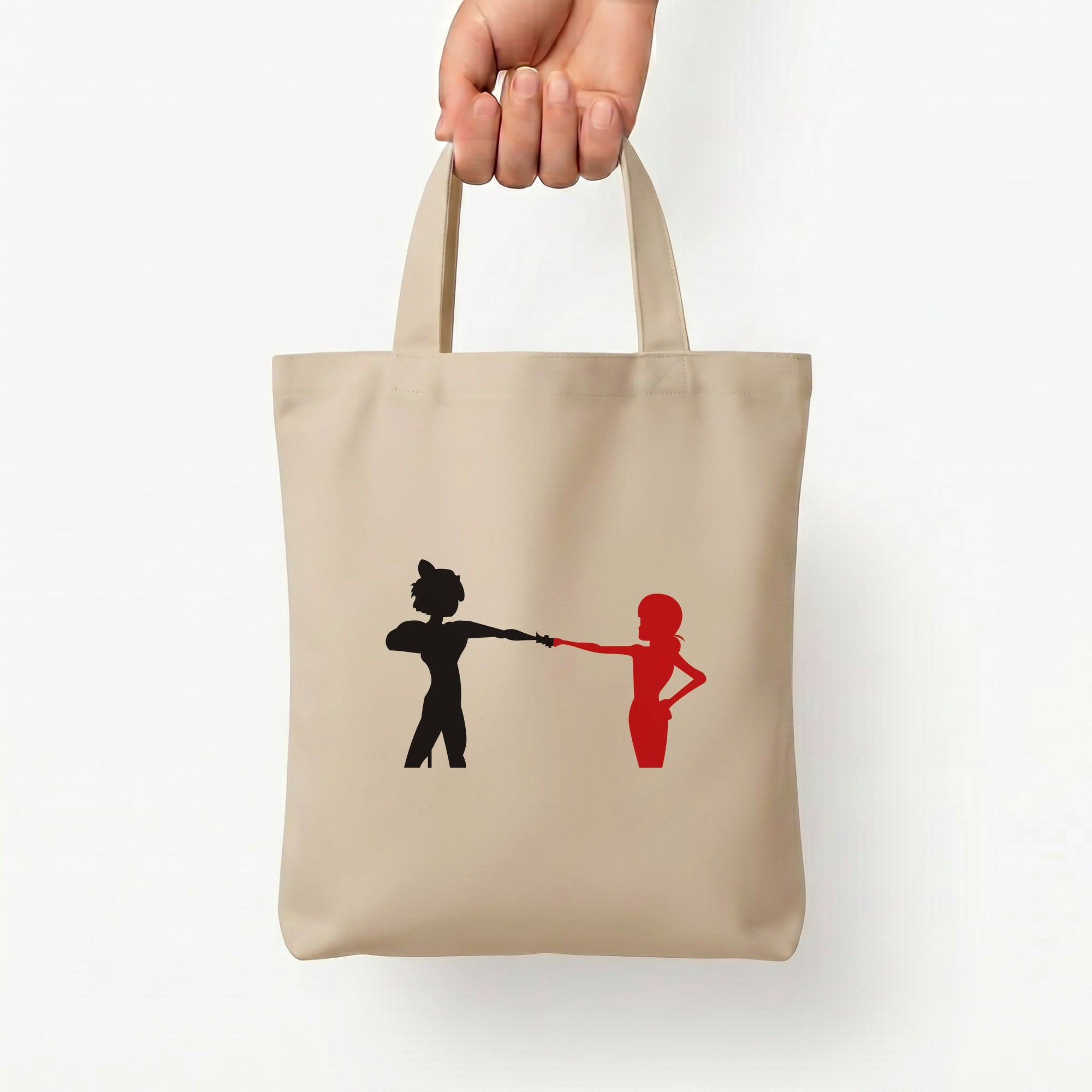 Red And Black Tote Bag — Natural / Small