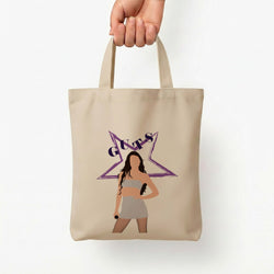 Dark Purple Olivia Tote Bag — Natural / Small