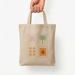 Tropical Stamps Tote Bag — Natural / Small