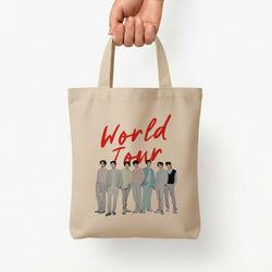 K-Pop Band Pastel Tour Tote Bag — Natural / Small