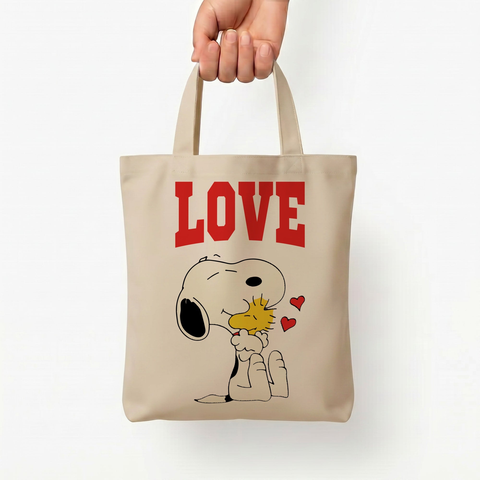 Love Cartoon Beagle  Tote Bag — Natural / Small