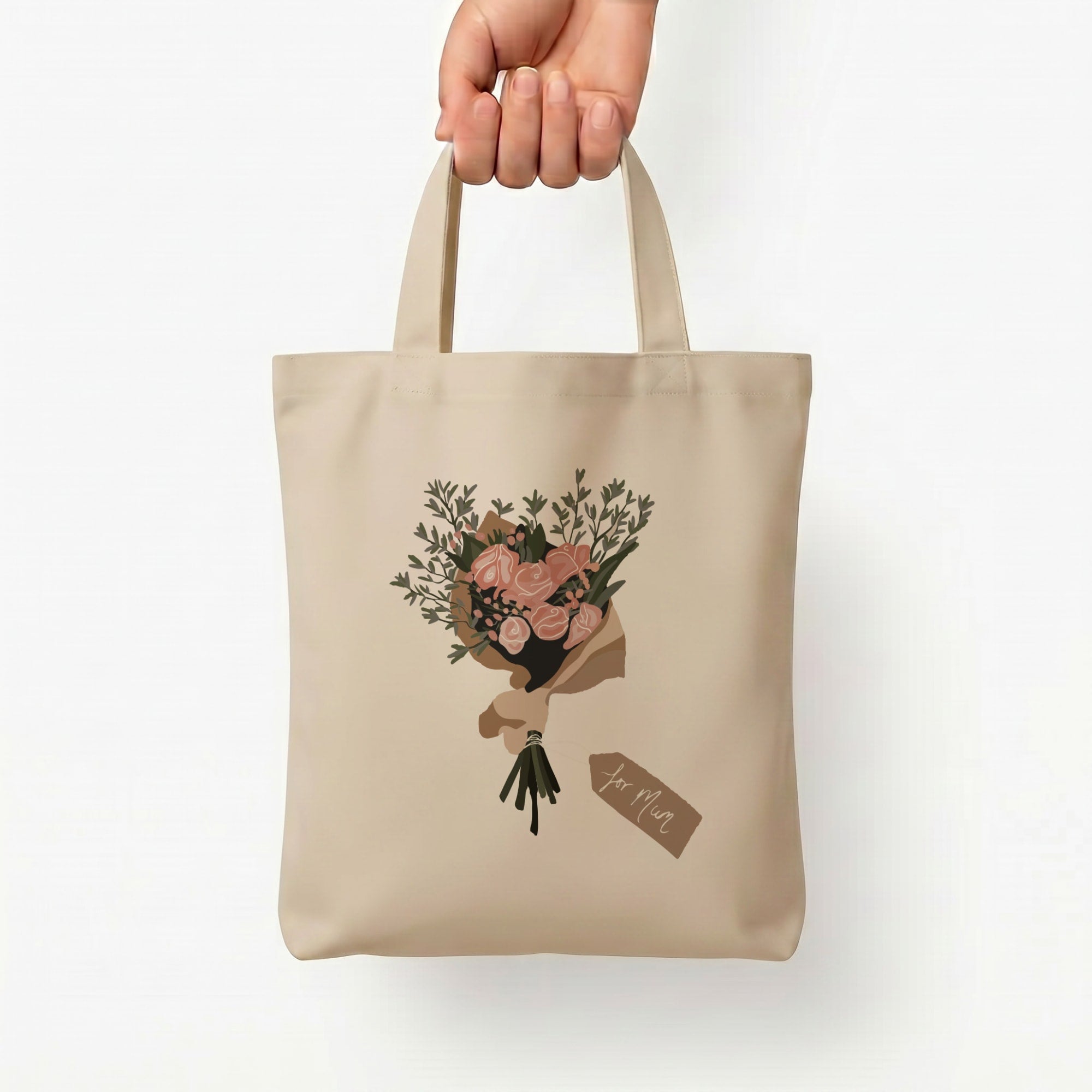 Mum Bouquet - Mother's Day Tote Bag — Natural / Small