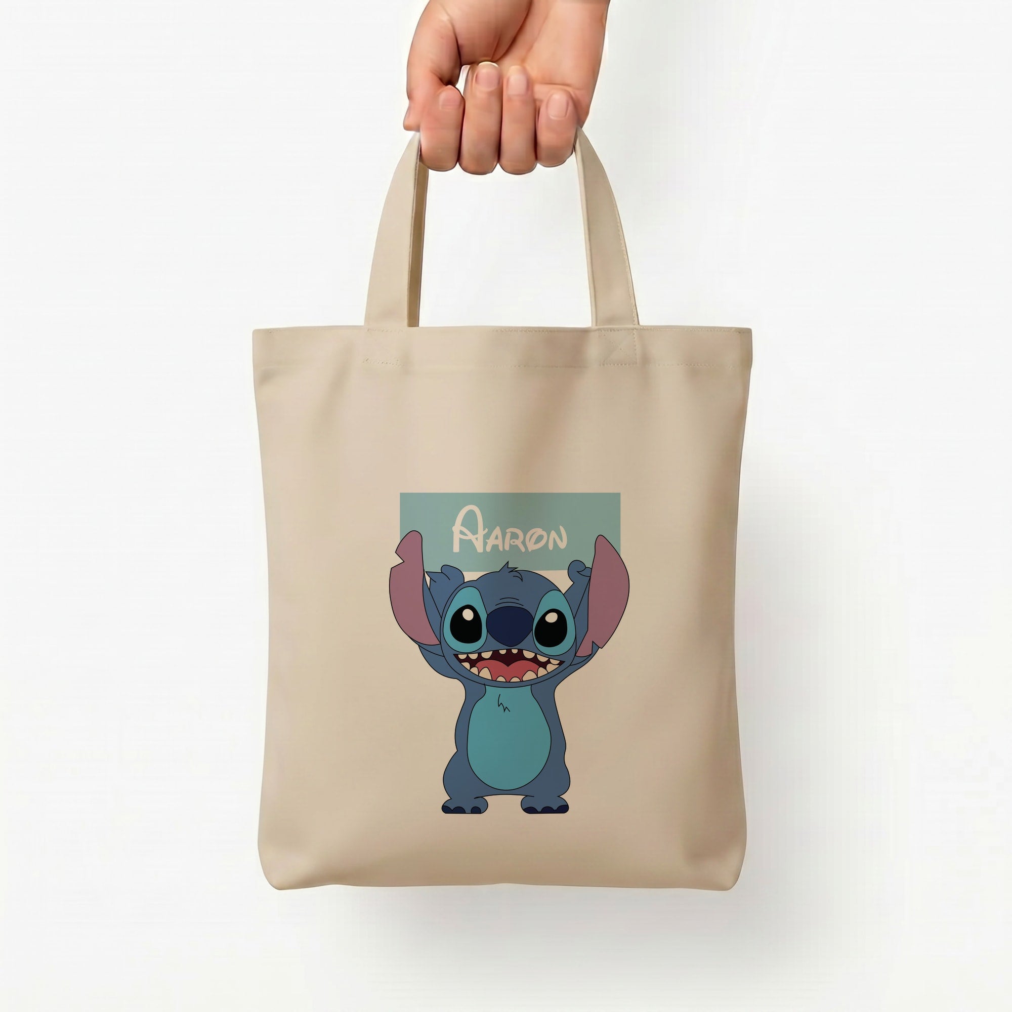 Standing Blue Alien - Personalised Disney Tote Bag — Natural / Small