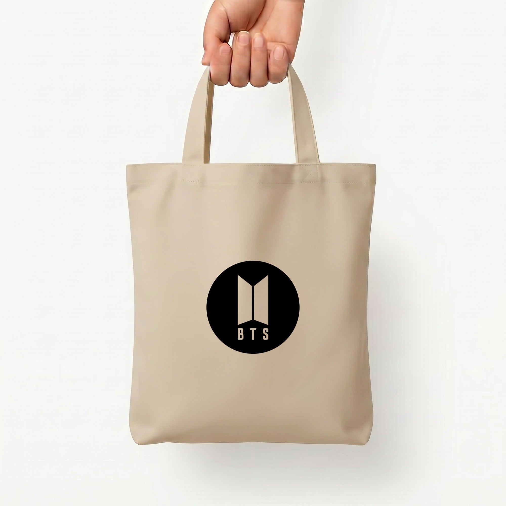 BTS logo Black - K Pop Tote Bag — Natural / Small