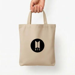 BTS logo Black - K Pop Tote Bag — Natural / Small