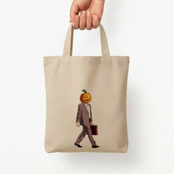 Dwight Pumpkin Head Tote Bag — Natural / Small