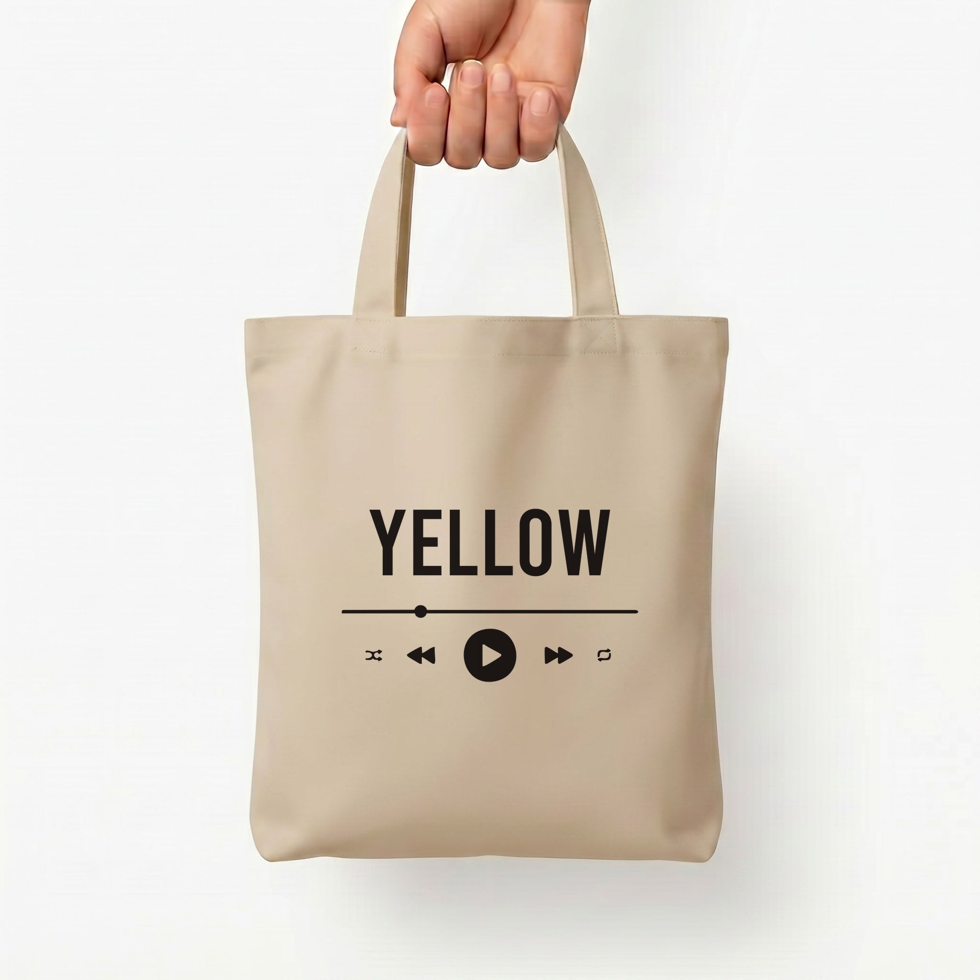 Yellow Music Player Tote Bag — Natural / Small