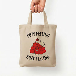 Cozy Feeling Cartoon Beagle Puffer Jacket Tote Bag — Natural / Small