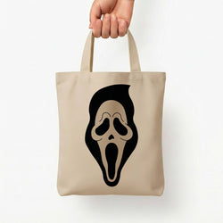 Pink Ghostface Pattern - Scream Tote Bag — Natural / Small