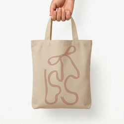 Pink Ribbon Tote Bag — Natural / Small