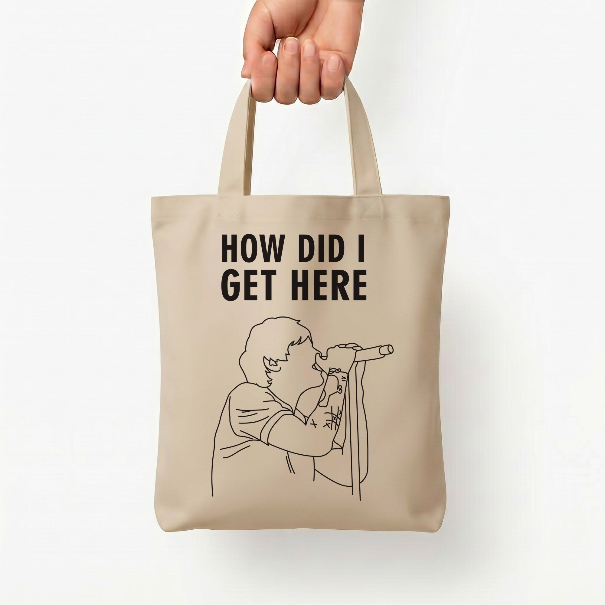 How Did I Get Here Outline Tote Bag — Natural / Small