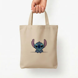 Alien Blue Leaning Tote Bag — Natural / Small
