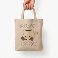 Coffee Please Mug Tote Bag — Natural / Small