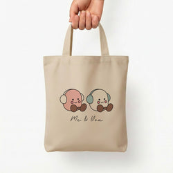 Cute Christmas Marshmellow Plushies Tote Bag — Natural / Small