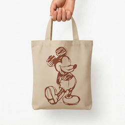 Sketched Mouse Outline Beige  Tote Bag — Natural / Small