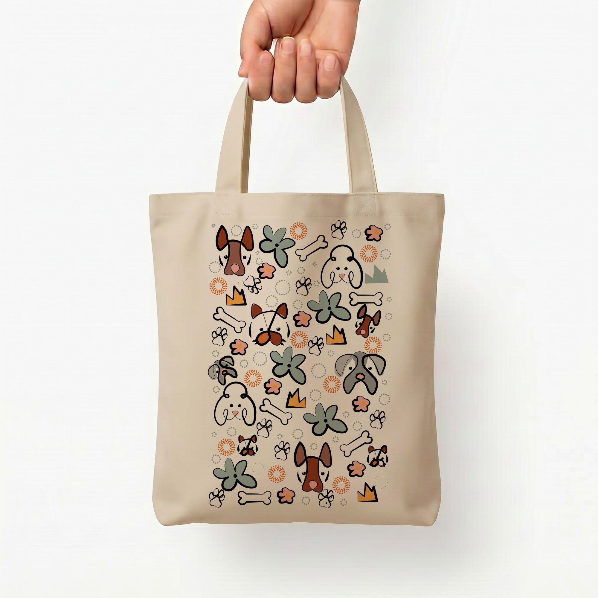 Bones and dogs - Dog Patterns Tote Bag — Natural / Small