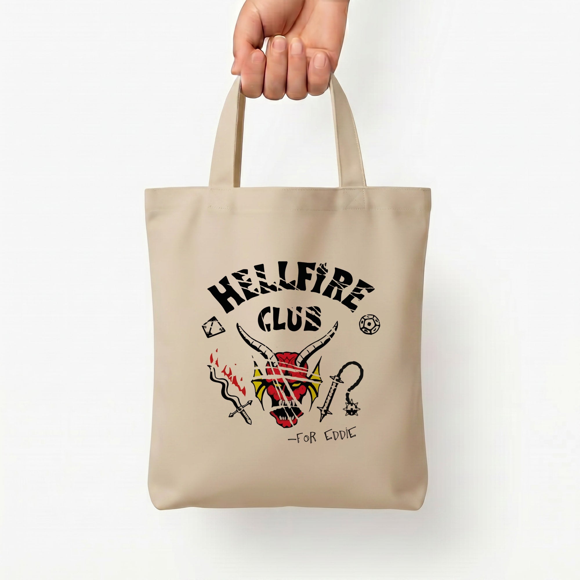 Torn Hellfire Club Tote Bag — Natural / Small
