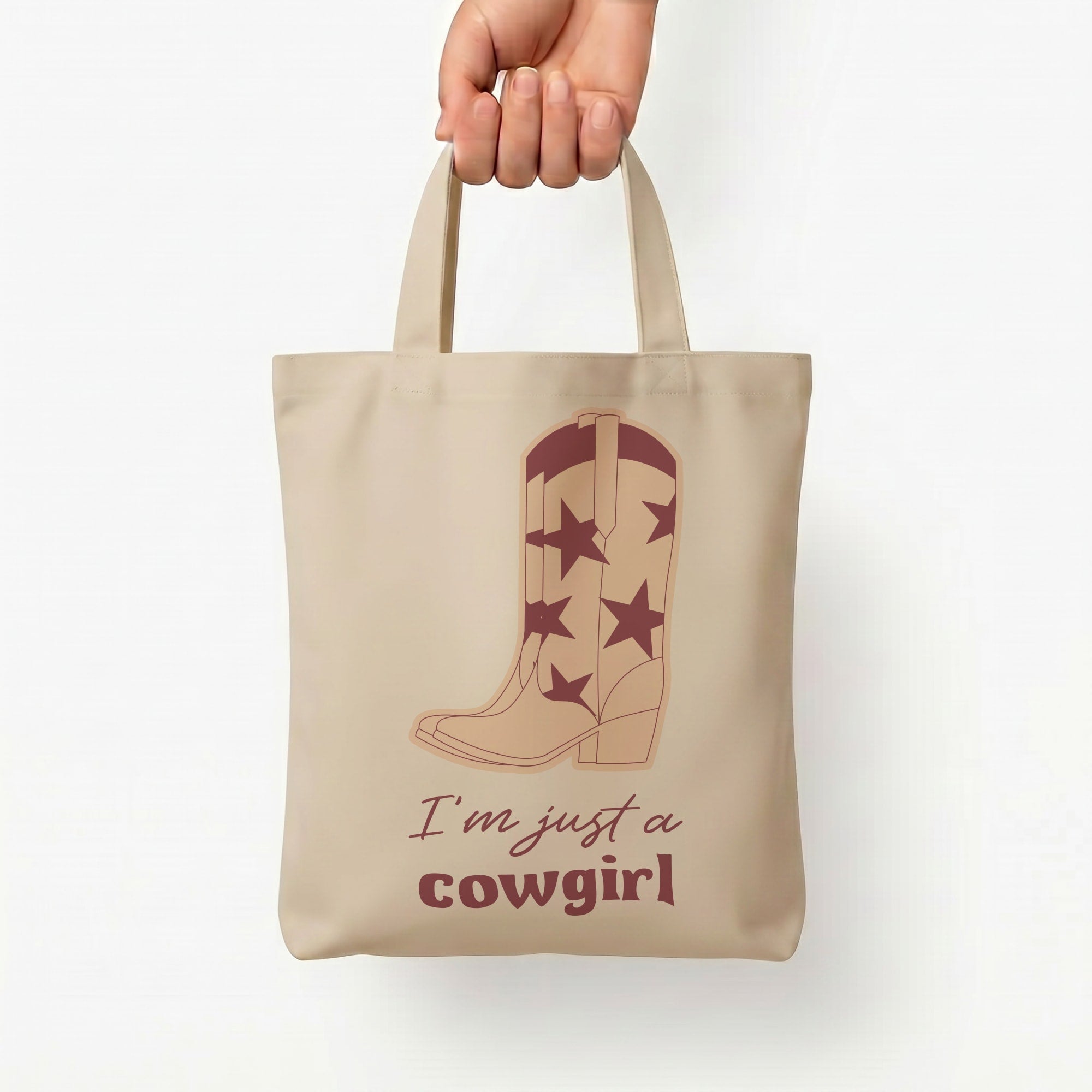 I'm Just A Cowgirl Tote Bag — Natural / Small