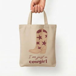 I'm Just A Cowgirl Tote Bag — Natural / Small