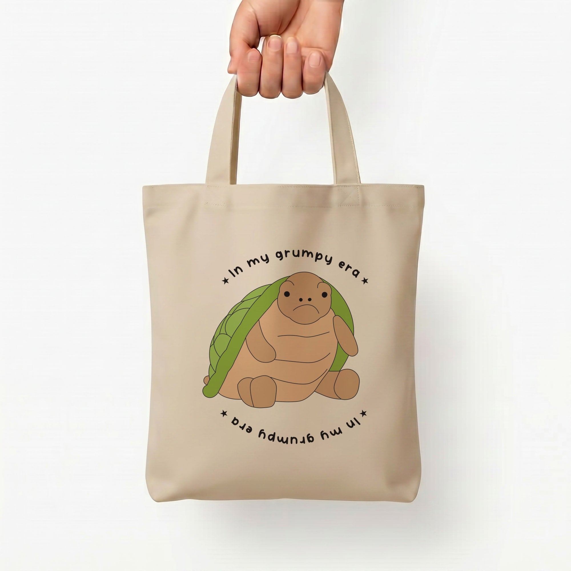 Grumpy Era Turtle Tote Bag — Natural / Small