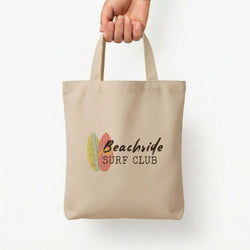 Beachside Surf Club Tote Bag — Natural / Small