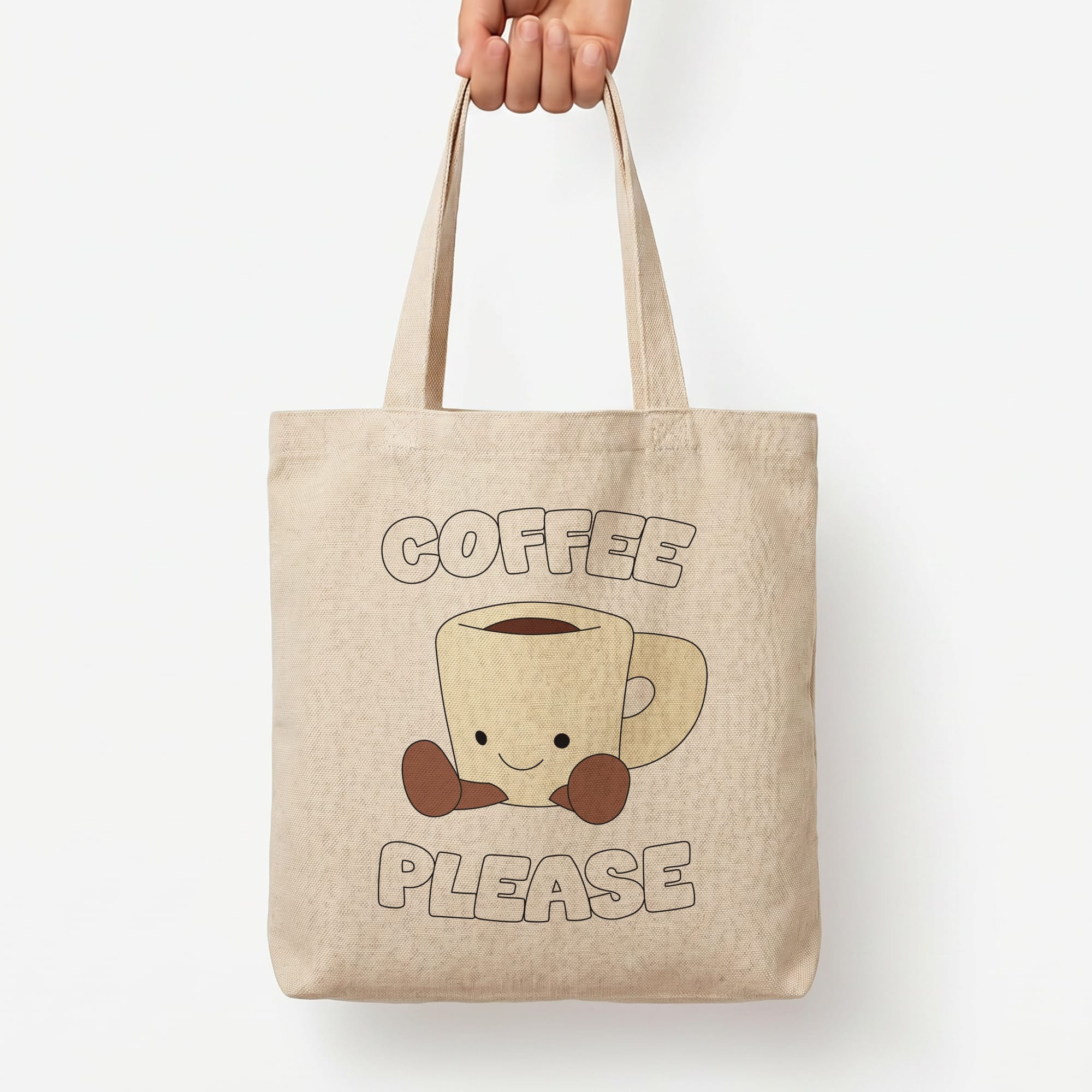 Coffee Please Mug Tote Bag — Natural / Large