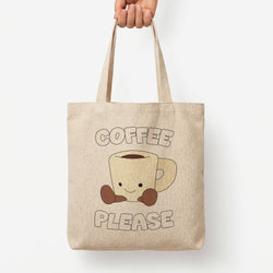 Coffee Please Mug Tote Bag — Natural / Large