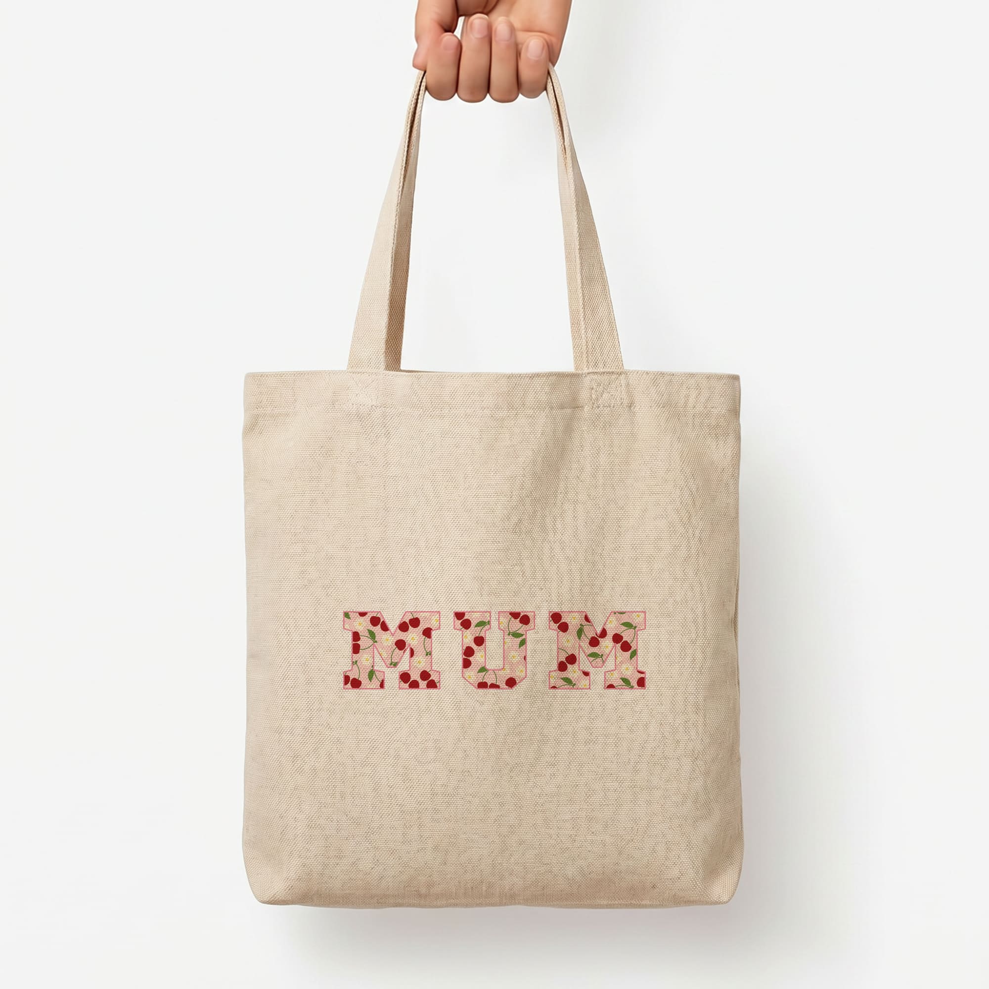 Floral Varsity Mum Tote Bag — Natural / Large