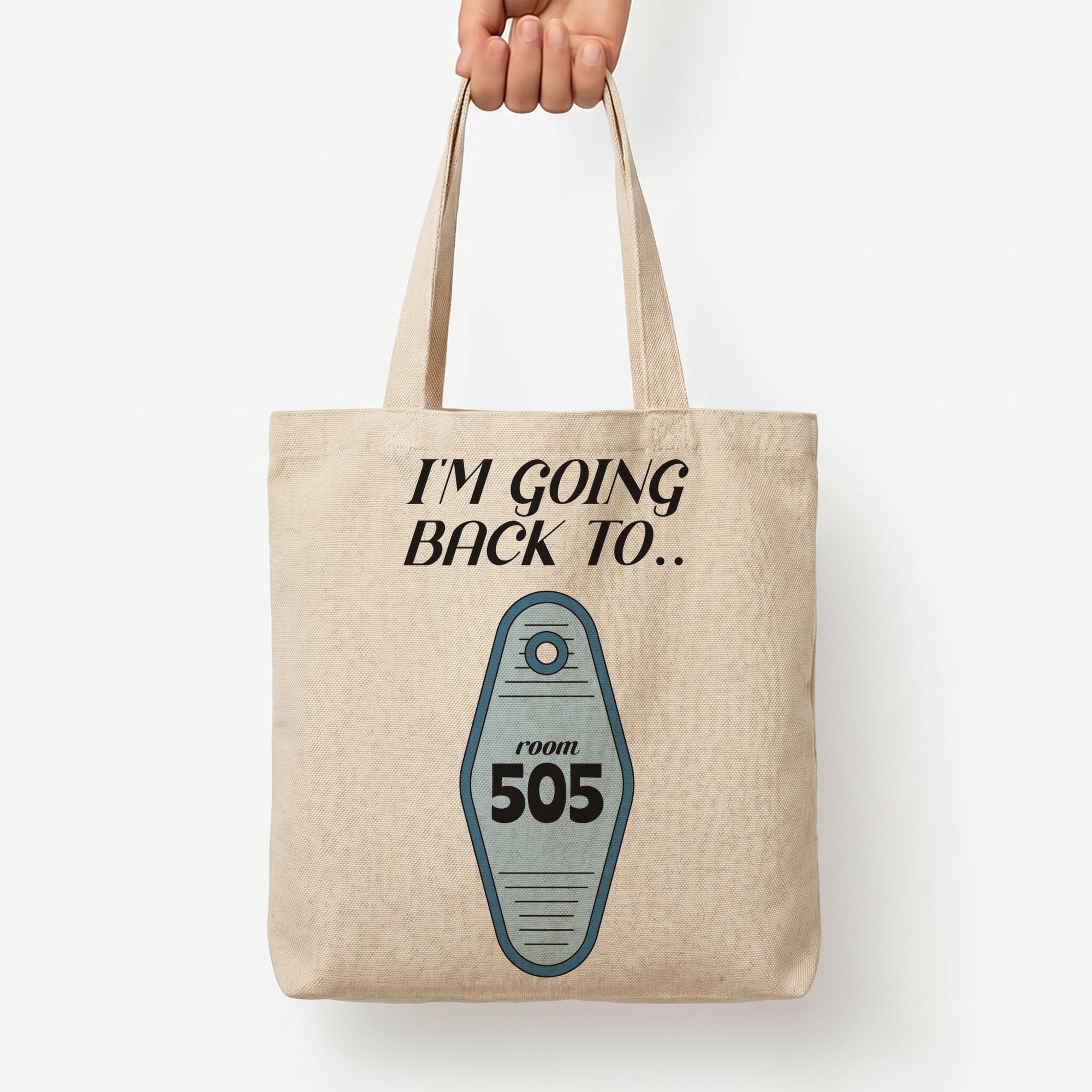 I'm Going Back To 505 Keyring Tote Bag — Natural / Large