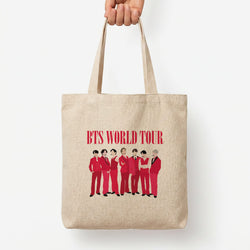K-Pop Band World Tour 2026 Tote Bag — Natural / Large